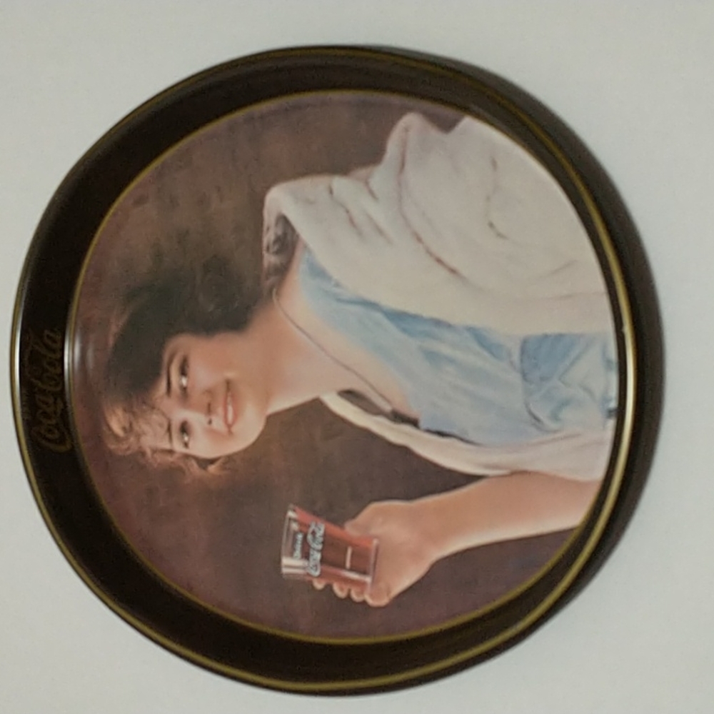 Vintage Dink Coca-Cola Gibson Girl Oval Tin Tray 70s